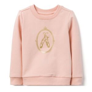 JANIE AND JACK JUNO VALENTINE PINK BALLERINA SLIPPERS SWEATSHIRT, SZ 6-12 MOS.